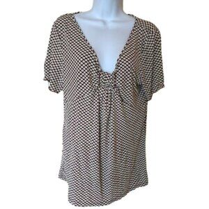 Brown, White and Green Top Size Large